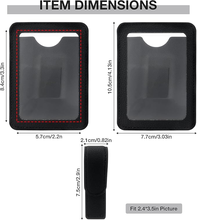 HIIXHC 2Pcs Car Picture Holder, Magnetic Car Photo Holder, Sun Visor Photo Clip for 3 Inch Photos, Personalized PU Leather Visor Clip for Drive Safe Daddy/Family/Pet Pictures | Car Accessories