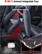 for 2023~2026 Honda HR-V 2-in-1 Silicone Center Console Armrest Cover& Armrest Hidden Privacy Tray - [OEM Design& Friendly Liquid Silicone Rubber] - Thin Black