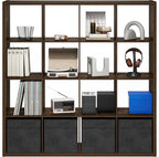 Furinno Cubicle Book Shelf, 16-Cube Bookshelf, Extra Thick Frame Reversible Bookcase with Open Back, 14.6" x 58" x 58", for L