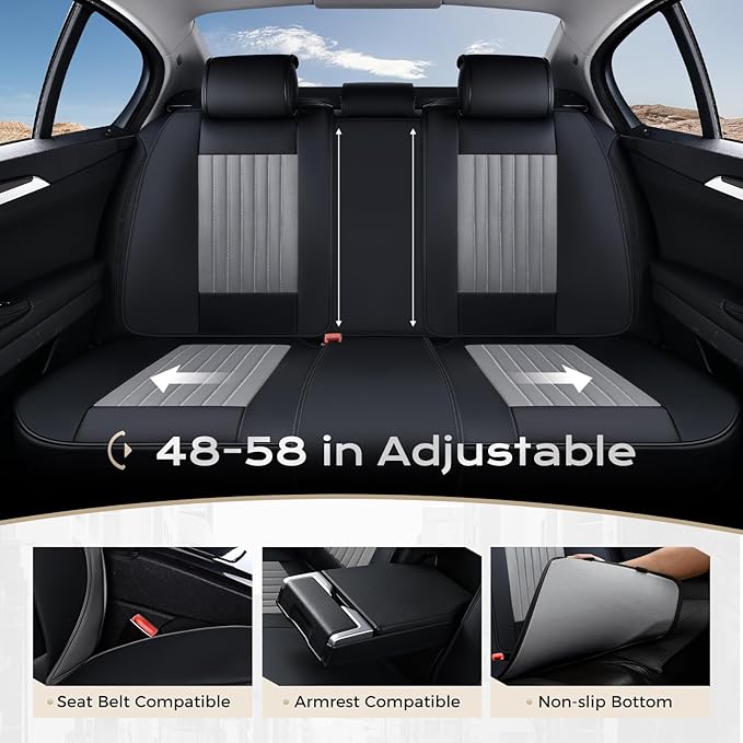 Coverado Car Seat Covers Full Set, Seat Covers for Cars, Car Seat Cover, Car Seat Protector, Leather Car Seat Cushion, Waterp
