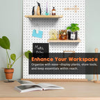 Solid Wood Pegboard Shelf, High Balance and No tilt, Pegboard Accessories, Wooden Pegboard Shelves for 1/4" Metal Pegboard, 2