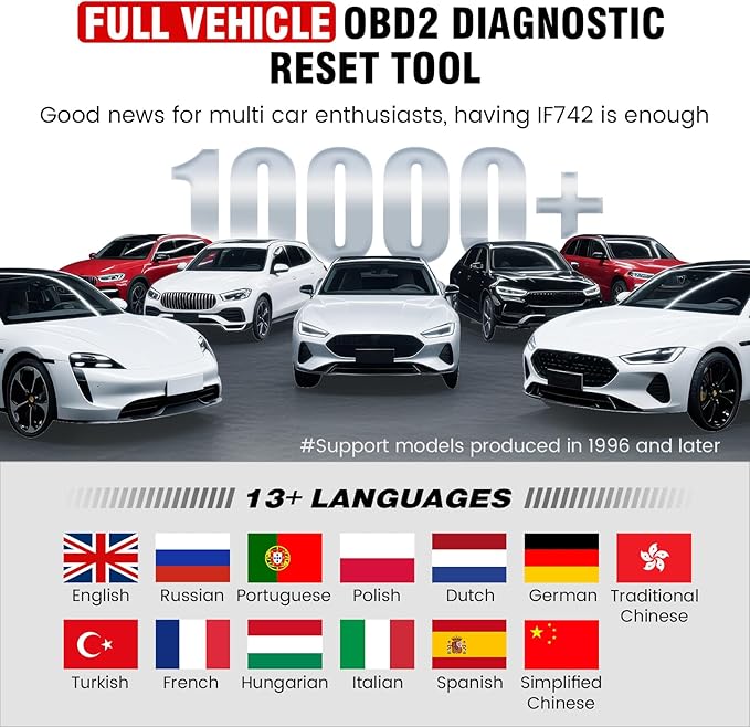 2026 BOSSCOMM IF742 OBD2 Scanner, ABS/SRS/Transmission/Check Engine Code Reader Scan Tool with 6 Resets, ABS