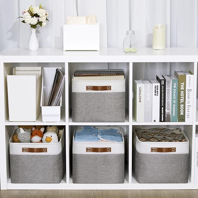 DULLEMELO Fabric Baskets for Storage, Office, Home,Nursery,Organizing Baskets for Shelves, Bedroom, Toys,Gift,Fabric Storage 