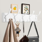 Kuhome Coat Rack Wall Mount Coat Hooks Wooden Hat Rack for Wall Hooks Pine Real Wood Plank 16.9" White Coat Hanger with 5 Whi