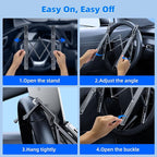 Angle Adjustable Car Steering Wheel Laptop Holder,Foldable Laptop Stand for car,Metal Car Laptop Riser | Car Reading Stand | Car Tablet Holder, Multipurpose Travel Car Accessories (Gray)