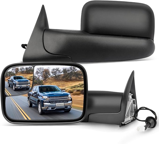 SCITOO Tow Mirrors fit for 1998-2001 for Dodge for Ram 1500 1998-2002 for Ram 2500 3500 Power Heated W/Support Brackets Side View Mirror Pair Set