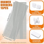 Blosssound 15 Pcs 5.12 Tall Drawer Divider Adjustable Drawer Organizer DIY Ultra Deep Storage Organizer Separator with Fixed 