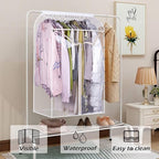 KEETDY 43" Hanging Garment Bags for Closet Storage Large Clear Window Hanging Clothes Storage Garment Rack Cover Coat Protect