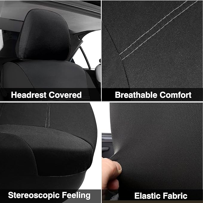 Foneso Car Seat Covers, 100% Breathable with Composite Sponge Inside, Airbag Compatible Universal Fit Accessories Auto for Ca