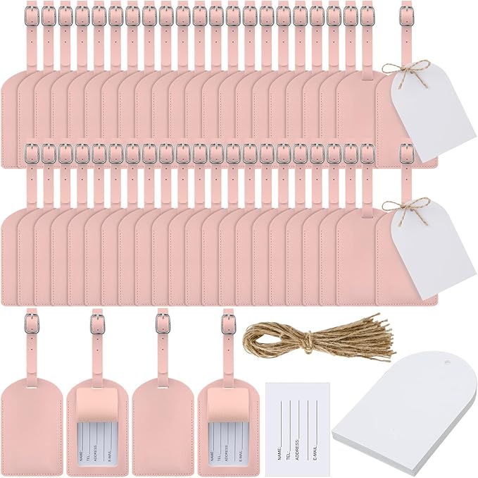 Amylove 48 Sets Leather Luggage Tags Bulk Wedding Favors Luggage Tags for Guests Bridal Gifts Wedding Bridal Shower Gift PU L