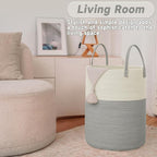 JMvicyroam Large Woven Laundry Basket Hamper,100L Cotton Rope Storage Bin for Blankets,Toys and Clothes,Decorative Tall Nurse