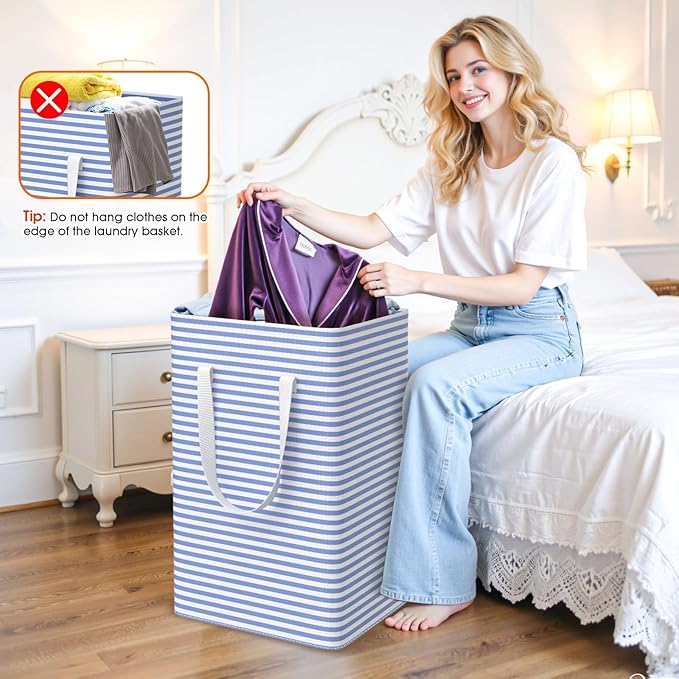 3 Pack Large Laundry Basket,Waterproof & Freestanding Laundry Hamper,Collapsible Clothes Hampers with Easy Carry Long & Reinf