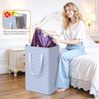 3 Pack Large Laundry Basket,Waterproof & Freestanding Laundry Hamper,Collapsible Clothes Hampers with Easy Carry Long & Reinf