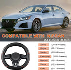 GIANT PANDA D Shape Steering Wheel Cover for Nissan Rogue Kicks - Auto Car Steering Wheel Cover Customized for Nissan Altima 