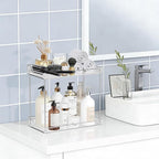 2 Tier Bathroom Counter Organizer, Clear Bathroom Counter Shelf for Vanity Countertop, Kitchen, Sink Storage, Tiered Skincare
