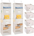 BrilliantJo 2 Pack 6 Shelves Hanging Closet Organizer with 2 Drawer, Hanging Storage with 4 Side Pockets for Clothes Shoes, 4