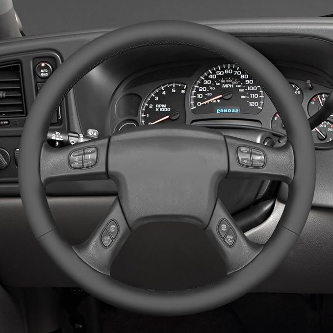 MEWANT Steering Wheel Cover for Chevy Silverado 1500/2500 / 3500 2003-2006 / Silverado 1500 2500HD 3500 Classic/Trailblazer Hand-Stitched Microfiber Leather Steering Wheel Wrap