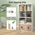 CTESNE【2026 Wooden Thick Frame 8 Cube Storage Organizer Shelf with Anti-Tipping Kits + Reversible Open Back Bookcase, Horizon