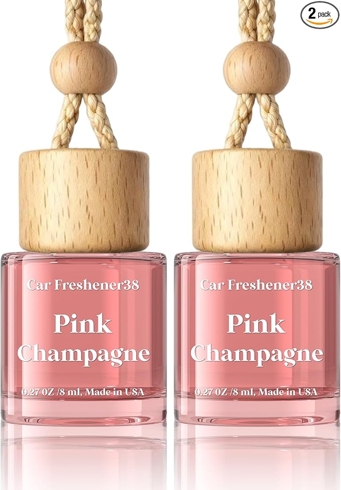 HoogaLife Car Air Freshener Diffuser 2 Pack Hanging Air Freshener Diffuser - Pink Sparkle Champagne Fragrance Oil Air Diffuse