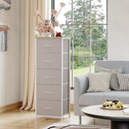Somdot Tall Dresser for Bedroom with 5 Drawers, Storage Organizer Chest of Drawers with Removable Fabric Bins for Closet Beds