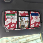 Hibiscus Flower Car Sun Visor Organizer Keep Tidy Car Visor Organizer with Big Zipper Pocket Card Holder Universal Fit for Most Cars SUV