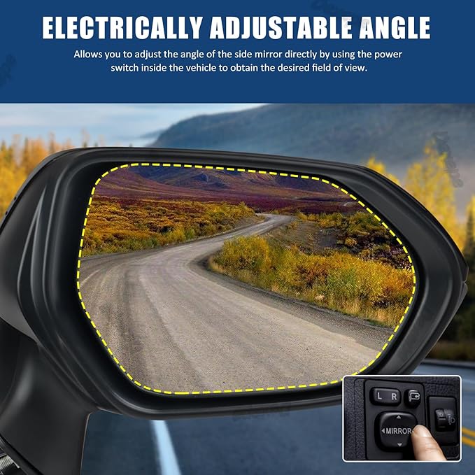 Passenger Side Mirror Assembly Compatible with Toyota Corolla 2020-2025 Heated Power Adjustable Glass Replace 8791012K70, TO1321392, 8791002929, 8791002917 Black (5Pin Right)