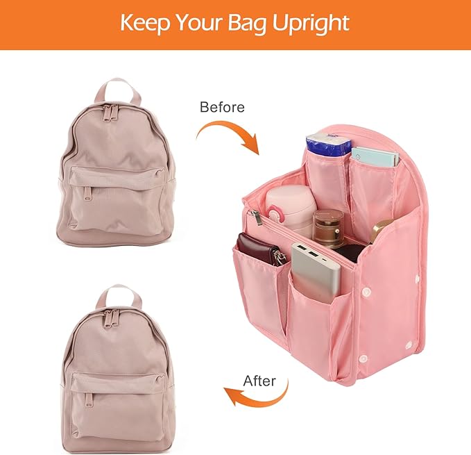 Surblue Backpack Organizer Insert Liner Hanging Travel Rucksack Purse and Handbag Insert Pocket, High-capacity Divider Foldab