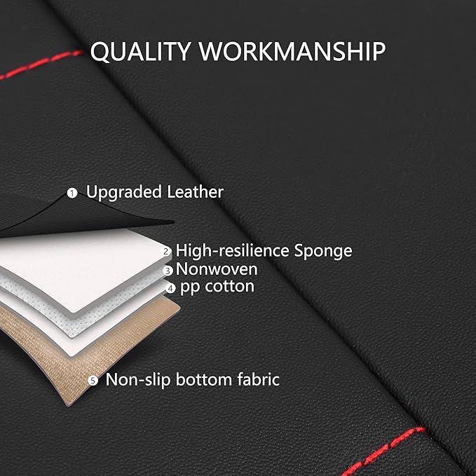 Car Seat Covers, Quilting Leather Seat Cover Two Front Seats, Waterproof Faux Leather Automotive Seat Covers for Cars, Univer