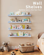 Shario Nursery Book Shelves, 4-Pack White Floating Shelves for Wall Kids, Scalloped Shelves, Wall Book Shelves for Bedroom Ki