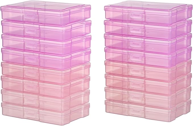 novelinks Transparent 4" x 6" Photo Cases and Clear Craft Keeper with Handle, 16 Inner Photo Organizers & Photo Storage Box, 