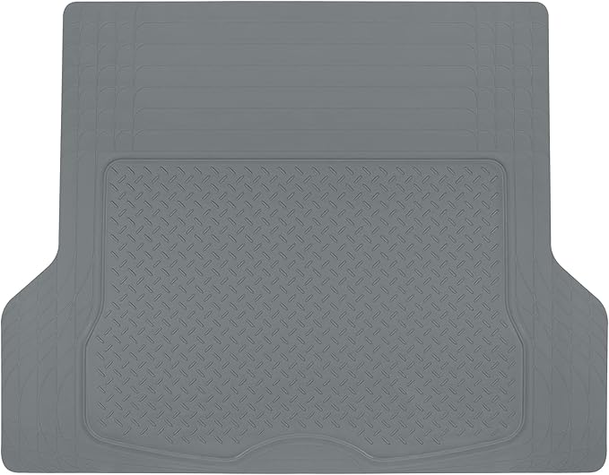 Motor Trend FlexTough™ Heavy Duty Rubber Gray Car Floor Mats All Weather & Jumbo SUV Cargo Liner Full Set - Universal Trim to Fit Automotive Floor Mats & Trunk Mats for Cars Interior Accessories