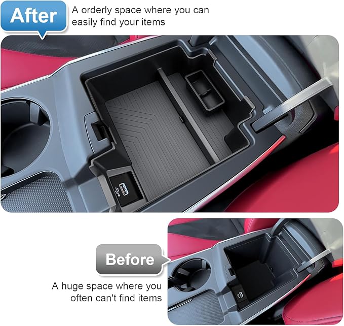 2025 2026 RDX Center Console Organizer for Acura RDX (Base/Technology/A-Spec/Advance/A-Spec Advance), Durable ABS Plastic&Anti-Slip Rubber Armrest Tray Insert 2026 RDX Accessories