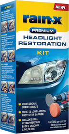 Rain-X 610153 Headlight Restoration Kit - Car Light Lens Cleaner/Restorer with Sanding & Polishing Drill Attachments & Sealan