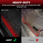 LASFIT Floor Mats for Nissan Frontier 2022-2026 Crew Cab (Not Fit King Cab), All Weather TPE Custom Fit Easy Clean Durable No-Curling Floor Liners for Frontier 1st & 2nd Row Car Mats, Black