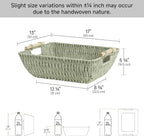 StorageWorks Extra Large Wicker Storage Basket for Organizing with Wooden Handles, Toilet Paper Baskets for Shelf, Bosana Gre
