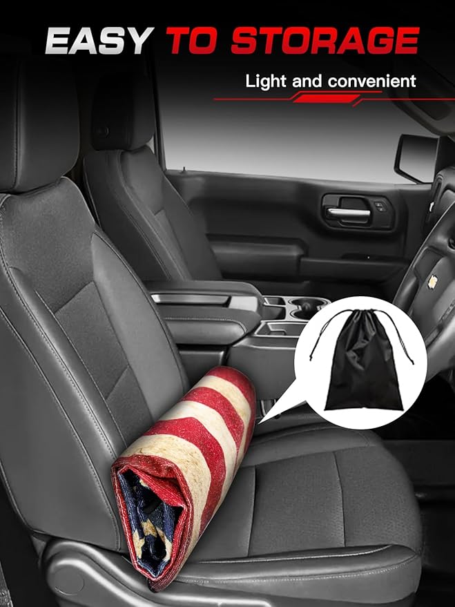 American Flag Car Seat Towel Protector (2-Pack), Waterproof Sweat-Proof Non-Slip Cover for SUV, Truck & Sedan, Patriotic Seat