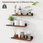 Axeman Picture Ledge Shelf | 16 Inch Walnut Floating Shelves Set of 3 | Rustic Wood Wall Shelves with Lip | 16" Walnut Pictur