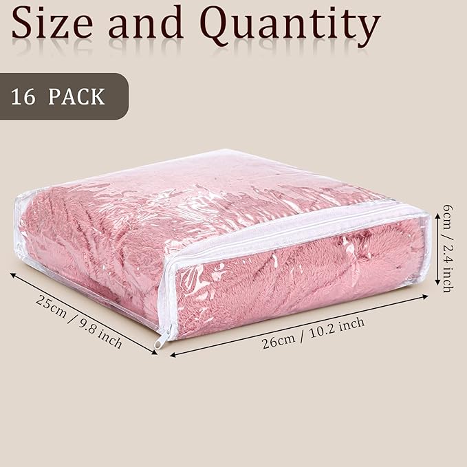 Kingdder 16 Pcs Clear Zippered Storage Bags Plastic Sweater Bags with Zipper 10 x 10 x 2.5 Inch Vinyl Sheet Organizer and Sto