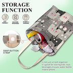 Cute Car Trash Bag, Hanging Car Organizer and Storage Bag, Trash Bin for Vehicle, Travelling, Camping - Cute Grey Cats