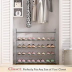 Bumusty 5-Tier Expandable Shoe Rack for Closet, 18“-33” Adjustable Shoe Rack for Small Space, Small Shoe Organizer for Front 