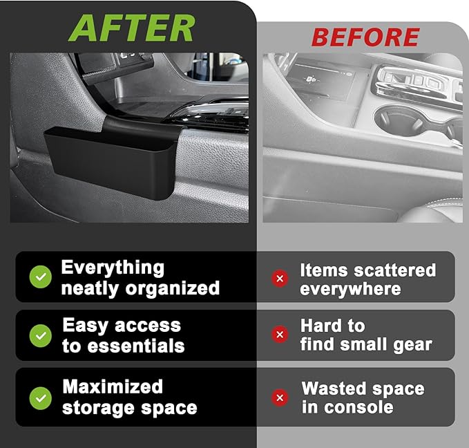 Muslogy for 2026 2025 2024 2023 Pilot Center Console Shifter Storage Box ABS Material Console Side Organizer Left & Right Set Compatible with Honda Pilot 2023-2026