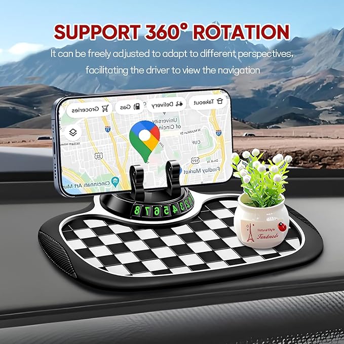 Wuyaoyao Multifunction Car Anti-Slip Mat Auto Phone Holder, PVC Car Dashboard Non-Slip Pad Phone Mount with Temporary Parking