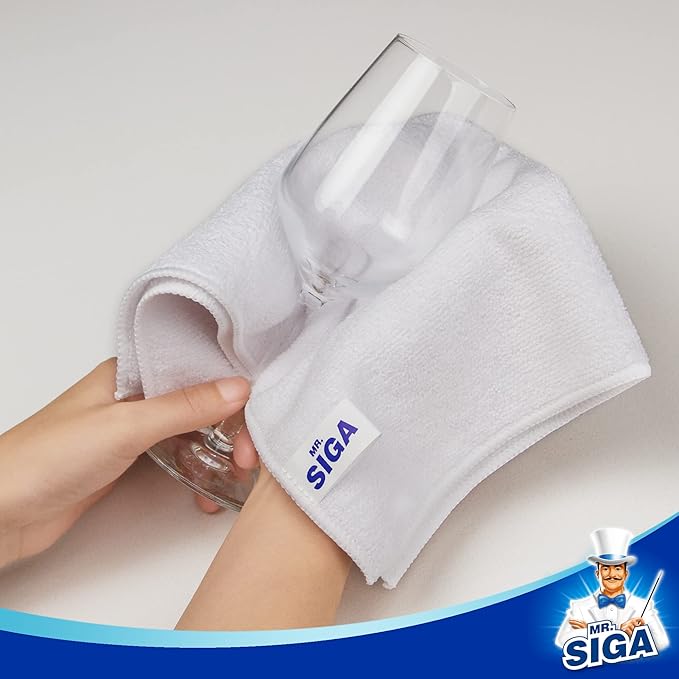 MR.SIGA Microfiber Cleaning Cloth, All-Purpose Microfiber Towels, Streak Free Cleaning Rags, Pack of 12, White, Size 32 x 32 