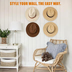 Metal Cowboy Hat Rack for Wall – Extended Curved Silicone Grip Holder, Fits All Hat Sizes, Protects Large Brim Hats, Universa
