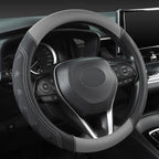 GIANT PANDA Car Steering Wheel Cover for Toyota RAV4,Camry,Highlander,Corolla,Prius,Tacoma, Standard Size - Black+Gray