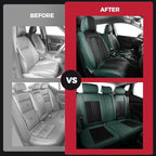 FREESOO Leather Car Seat Covers Full Set, Green Black Waterproof Seat Covers for Cars Trucks SUV, Luxury Front Car Seat Cover