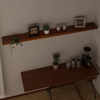 IEO Long Wooden Floating Shelves for Room Wall, Natural Wood Floating Shelves Wall Mounted Kitchen Shelf for Living Room, Bed