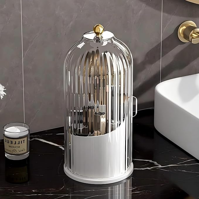 Dustproof Toothbrush Holders with Cover, Rotating Electric Toothbrush and Toothpaste Holder for Bathroom Countertop, 3 Slots 