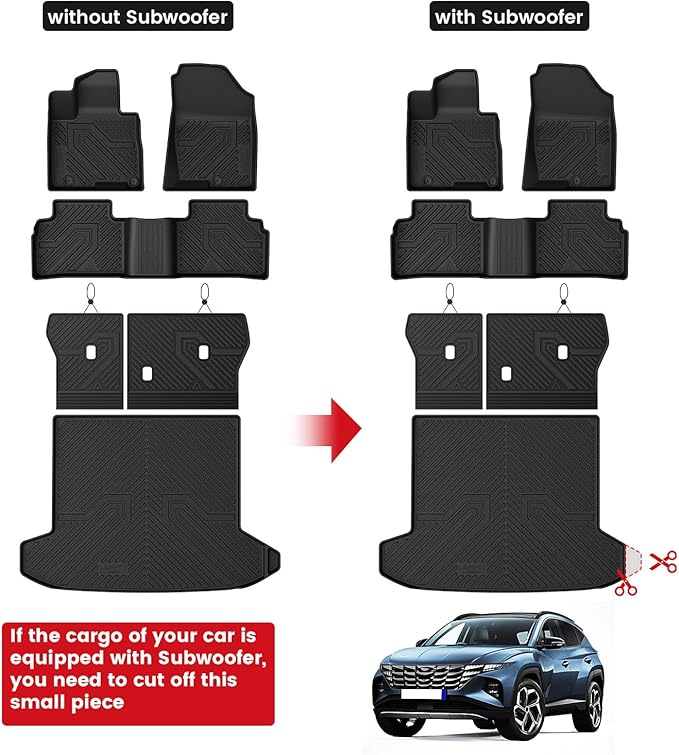 LASFIT Floor Mats & Cargo Mat with Seatback for Hyundai Tucson Gas 2026 2025 2024 2023 2022 SEL/SEL Convenience/SE/XRT, All Weather TPE Car Mats Custom Fit Tucson 2022-2026 Floor Liners & Trunk Mat