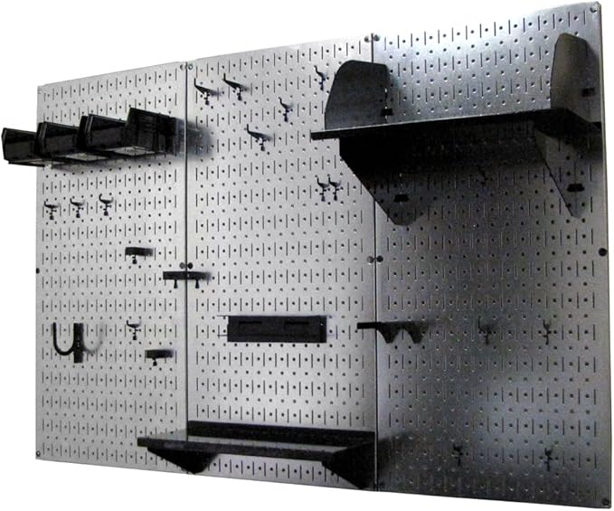 Wall Control Pegboard Organizer 4 ft. Metal Pegboard Standard Tool Storage Kit with Galvanized Toolboard and Black Accessorie